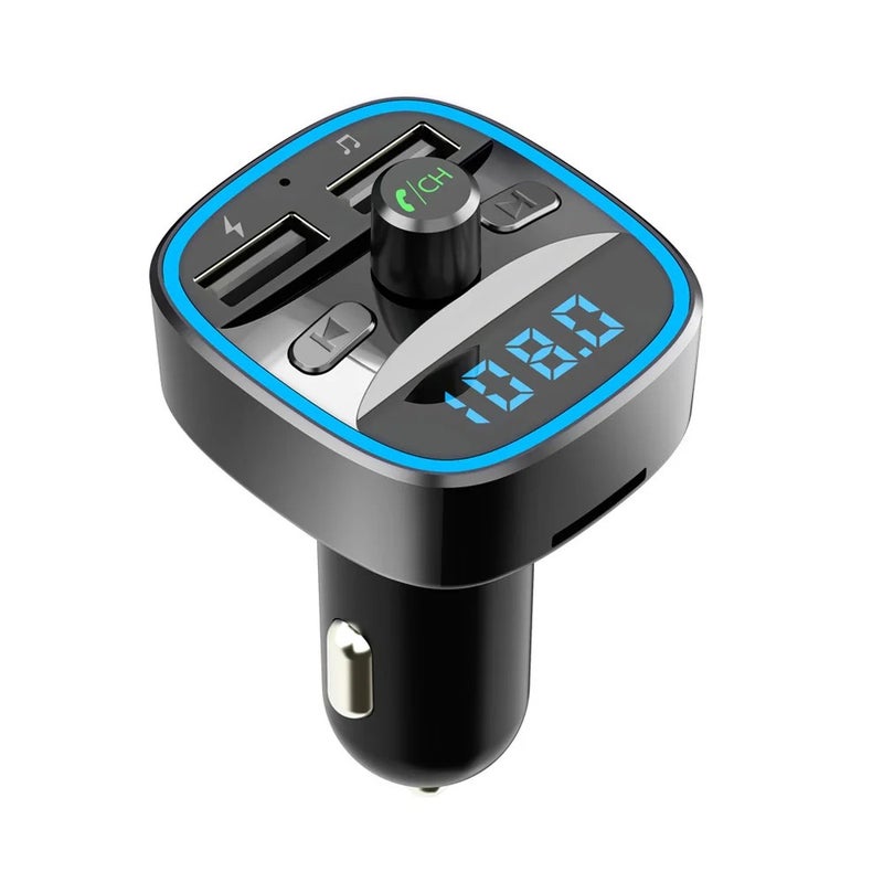Bluejw شاحن سيارة مزدوج USB مع ناقل FM - محول بلوتوث ومشغل MP3 مع دعم بطاقة TF/قرص USB ومكالمات بدون استخدام اليدين - شاحن سيارات - Image 2